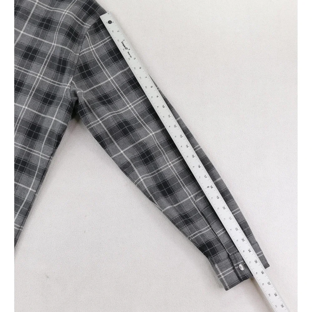 Linksoul Jacket Mens XL Gray Plaid Flannel Fleece Lined Snap Shirt Golf Casual‎